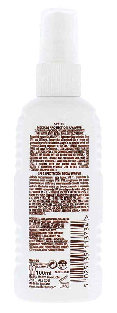 Malibu Opalovací mléko ve spreji SPF15 voděodolný sprej 100 ml