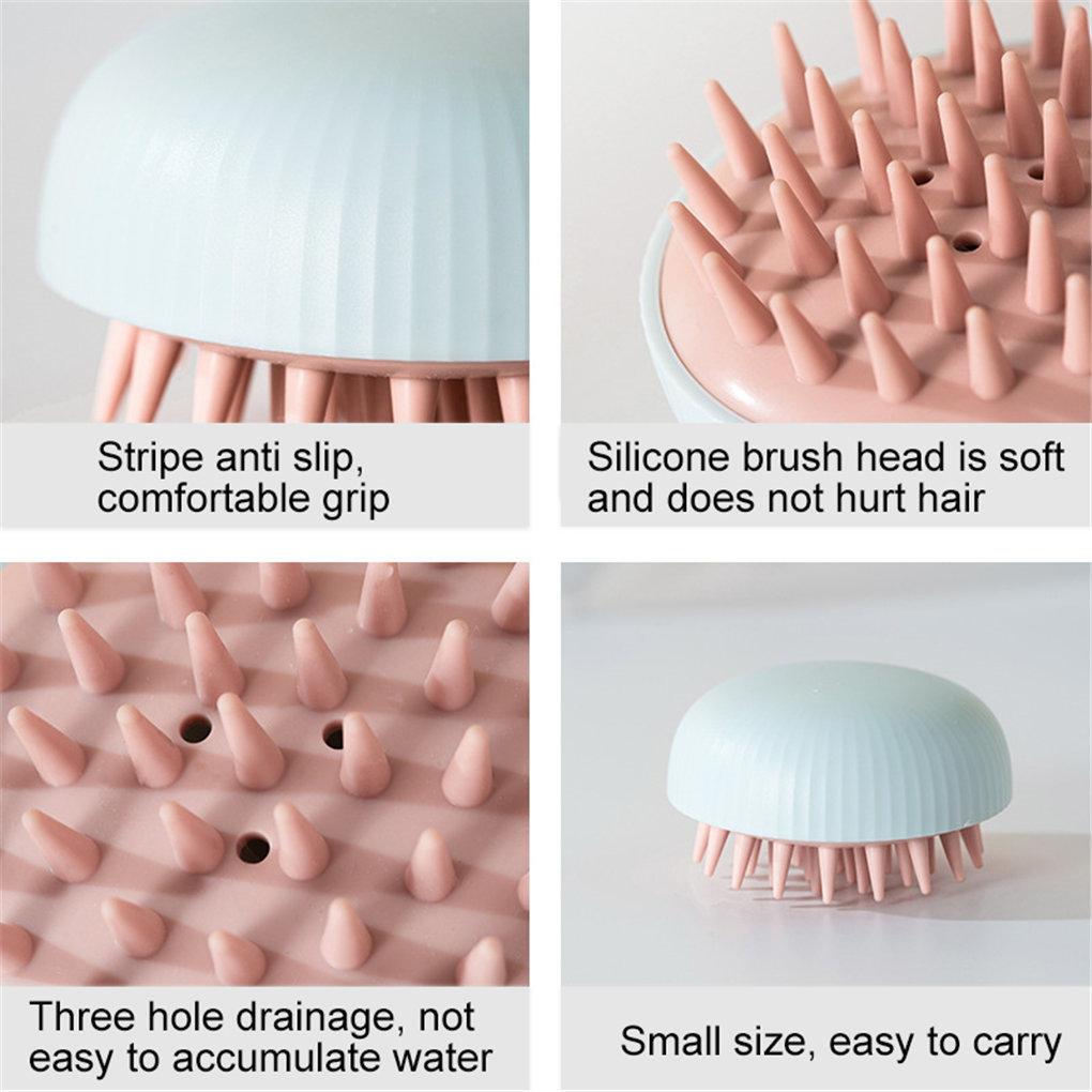 Silicone Shampoo Brush Hair Scalp Massager Portable Shower Scrubbing Brush for Exfoliating