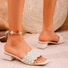 Fashion Fashion 2025 Summer Open Toe Women's Slippers New Outdoor Dress Crystal Plus Size String Bead Best Seller Shoes for Womenzapatos