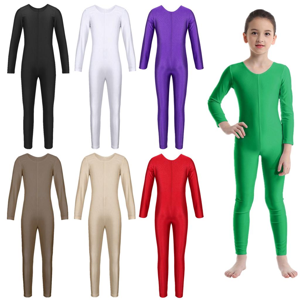 Children Ballet Gymnastics Leotard Dance Training Costume Girls Spandex Full Body Unitard Athletic Activewear Dancewear
