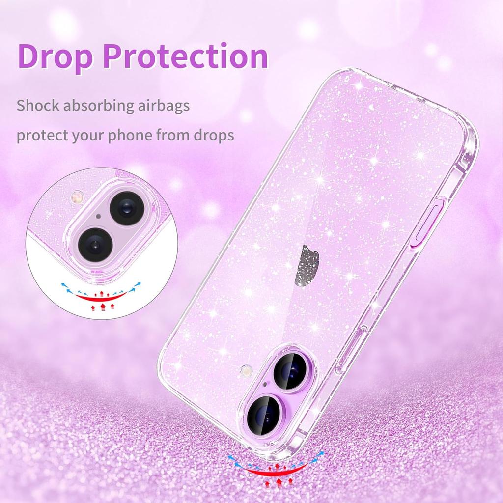 Coque transparente à paillettes pour For Iphone Air 17 Pro Max 16E 16 E 1 Plus 14 13 Mini 12 11 17Pro X Housse de téléphone transparente Bling pour femmes et filles
