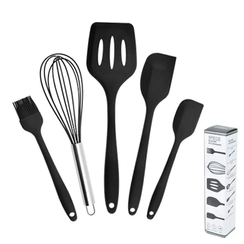 Silicone 5-Piece Baking Set: Spatula, Oil Brush, Whisk, High-Temperature Resistant Tools