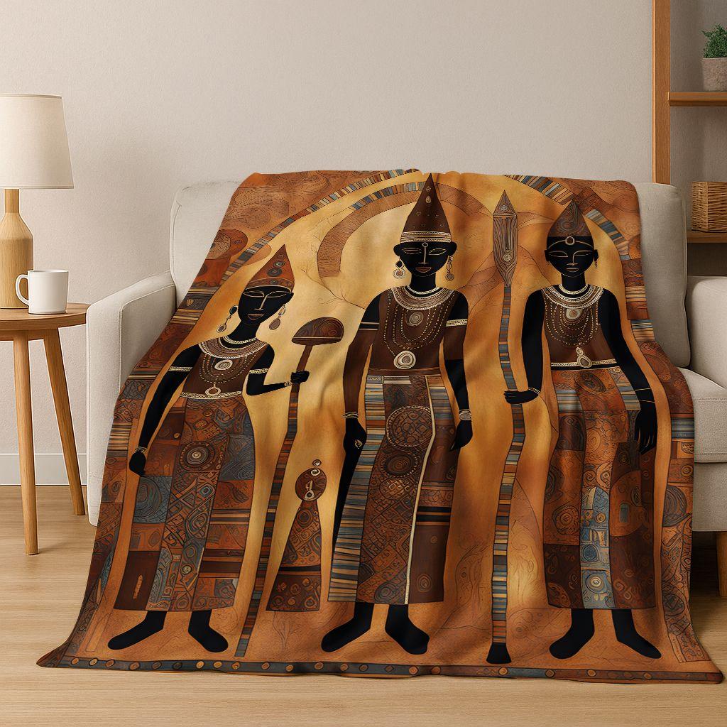 Ancient Egyptian Hieroglyphic Symbols Carved Murals Flannel Blanket,Cozy Soft Throw Blanket for Home Bedroom Bed Sofa Cover Gift