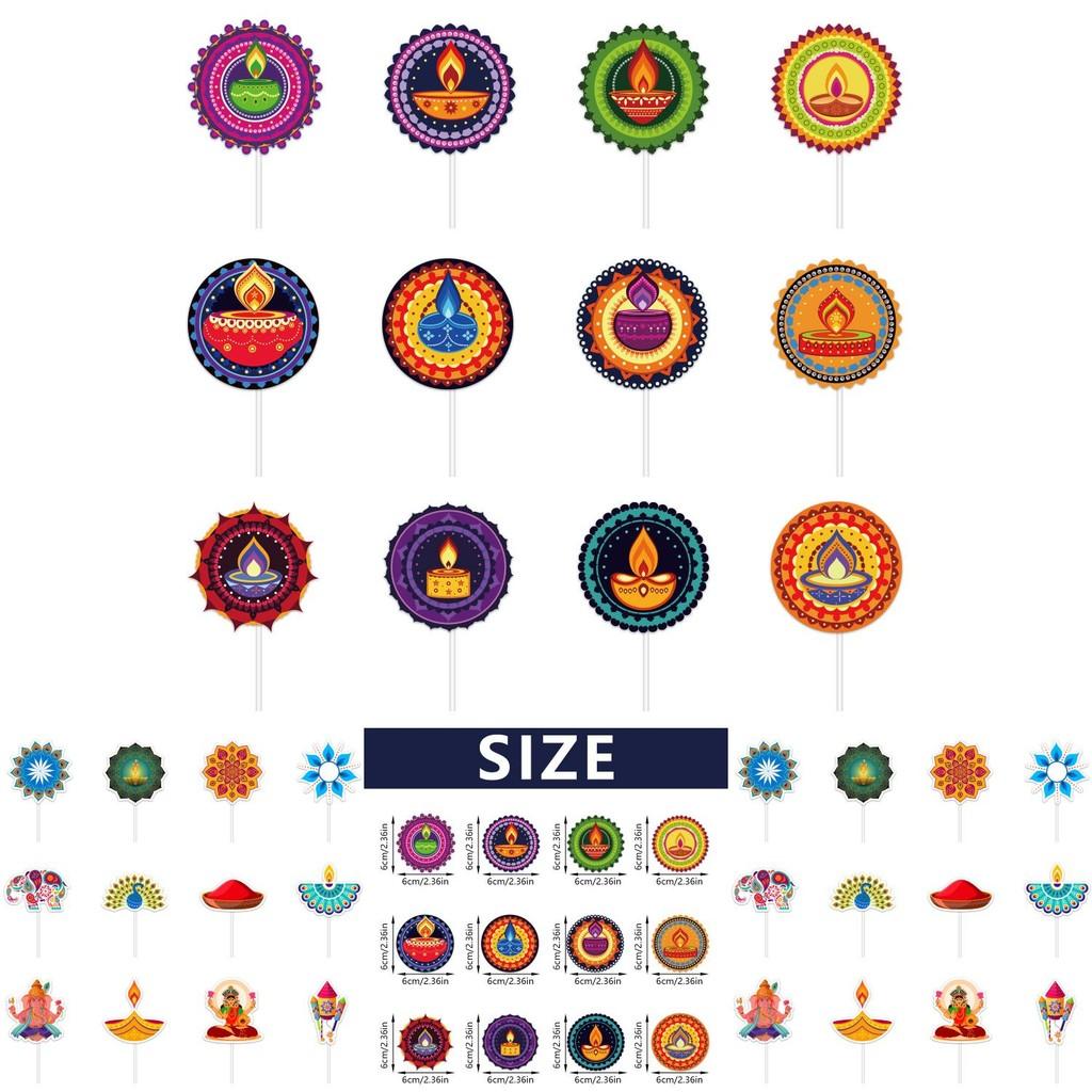 Diwali Theme Cake Topper Flags Paper Party Decor For Celebrations