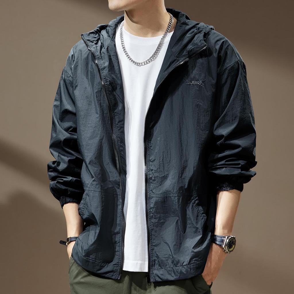 Herren Sommer Leichte UV-Schutz Kapuzen Outdoor Arbeitsjacke