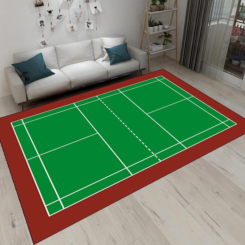 Sports Court Style Area Rug Collection Tennis Court Pattern Floor Mat For Game Room Sports Enthusiast Home Decor