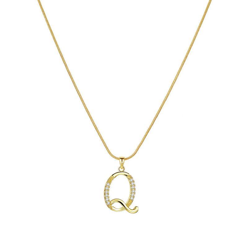 Europe and America Cross Border 26 Letters Copper Inlaid Zircon Snake Chain Necklace Letter Gold Pendant Creative Minimalist Letters
