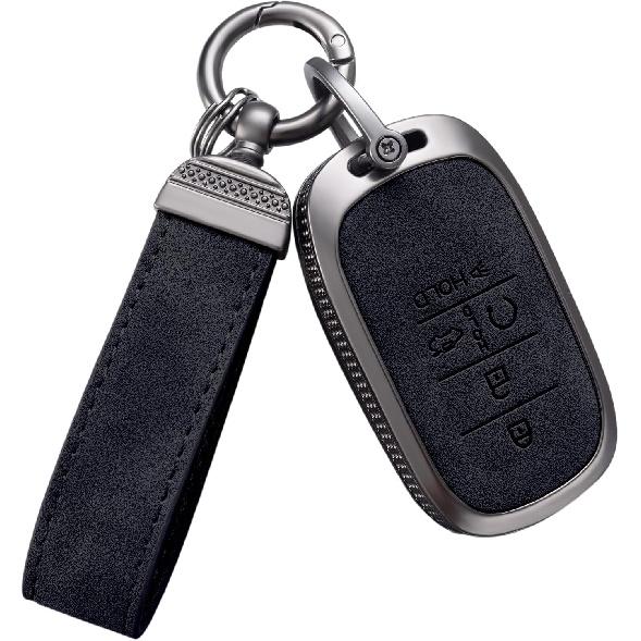 YO&YOYE Compatible with Honda Key Fob Cover with Keychain Leather Key Case Protector for Honda Accord Civic CRV Pilot HRV Odyssey Ridgeline Passport