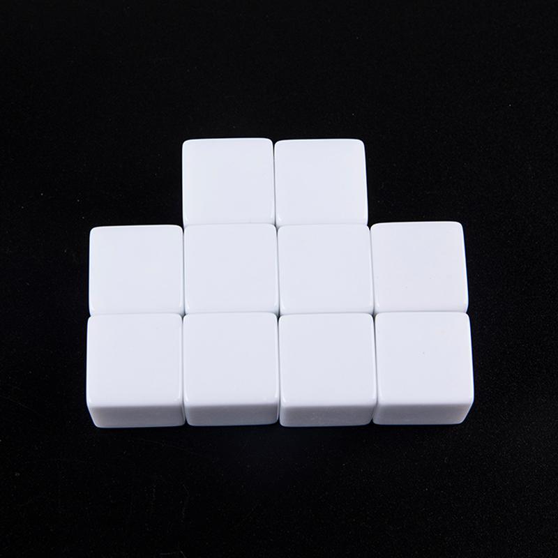 10pcs/pack New Acrylic 19mm White Blank Dice Teaching Props Game Accessories Mathematical Tools Square Corner No.19 Glossy Dice