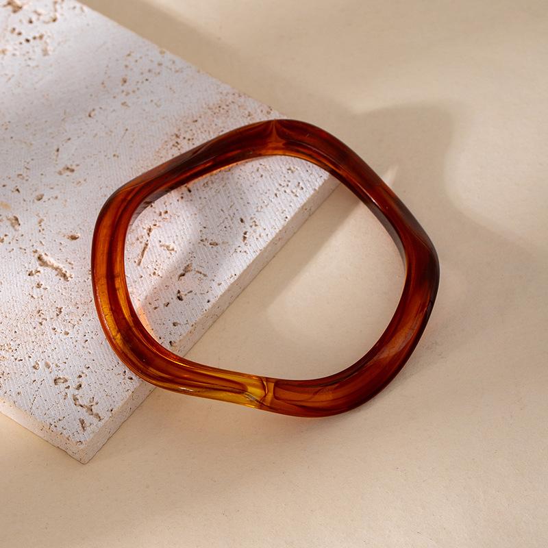 Irregular Wave Design Acrylic Bracelet Marble Pattern Smudge High-End Simple Bracelet