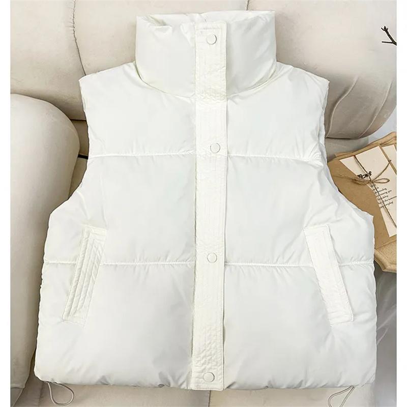 Autumn Winter Korean Loose Down Cotton Vest Women Short Stand Collar Sleeveless Jacket Coats Fashion Waistcoat Vests