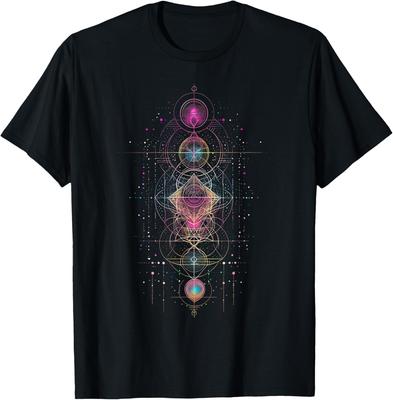 Svatá geometrie Metatronova krychle Duchovní jóga Tričko Potisk Originální design Dárky Trička Ležérní Grafické tričko