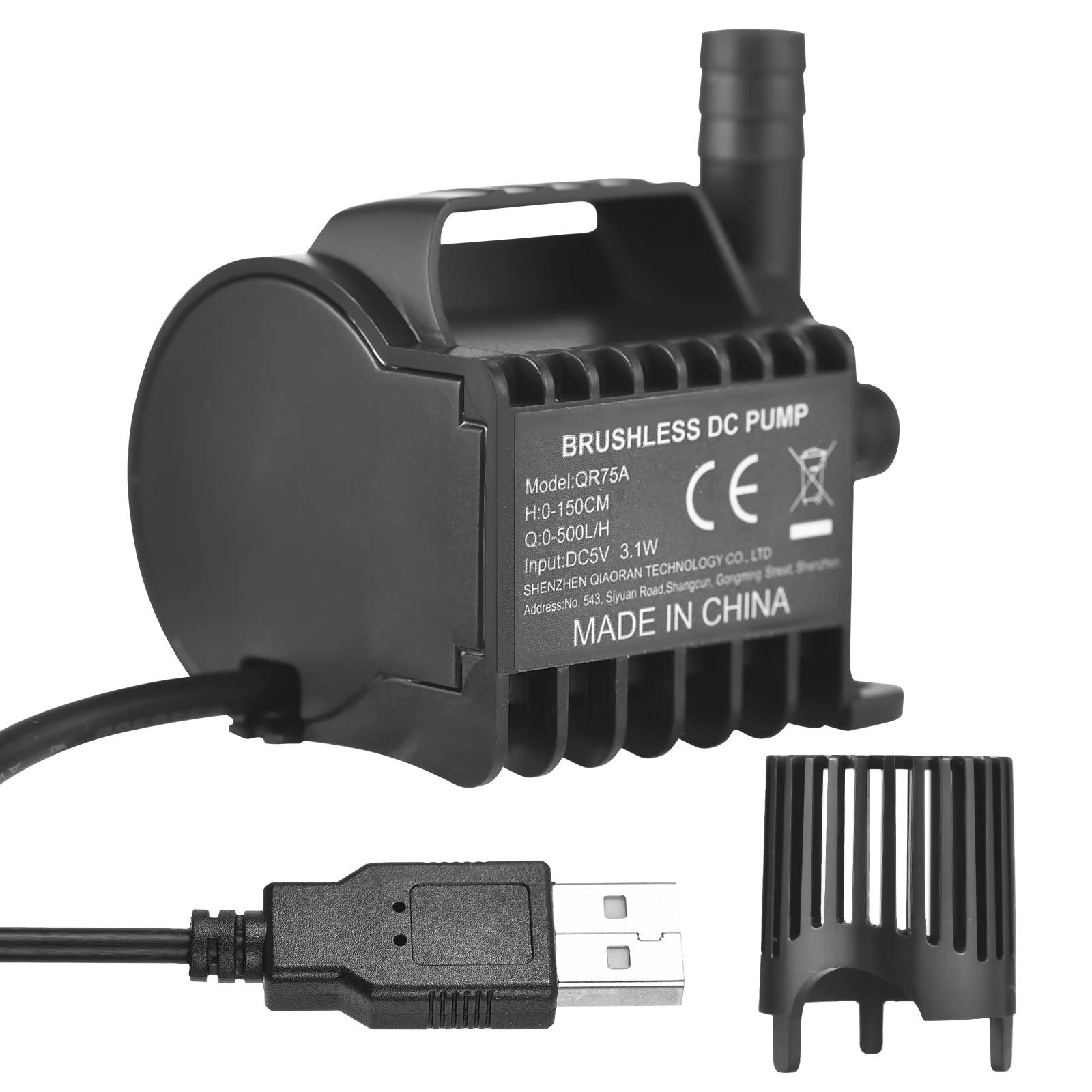 

Занурювальний Електричний Насос для Води 500 л/год Малий Насос для Фонтану з Максимальним Підйомом 1.5 м, USB-кабелем 2 м та Присоскою Портативний 330L H