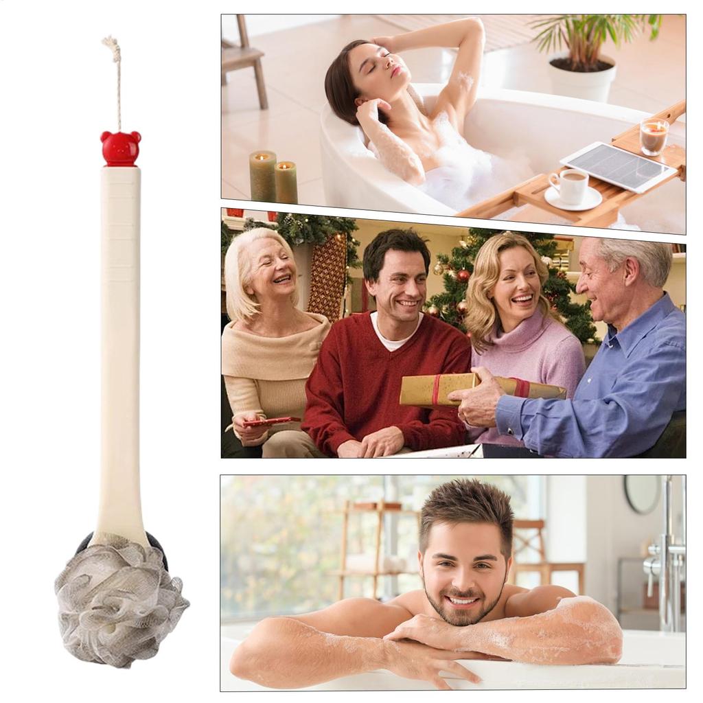 Bath Brush Long Handle For Shower Soft Bath Back Brush Long Handle For Shower Double-Sided Body Cleaning Exfoliator For Skin