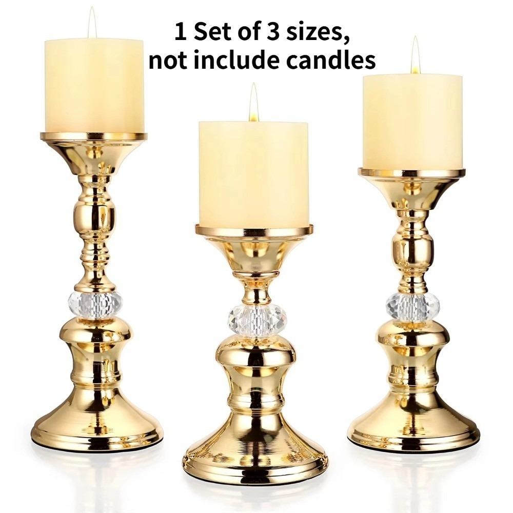 

Crystal Pillar Candlestick Holders Candlelight Dinner Props Suitable for Wedding Anniversary Set of 3 Sizes
