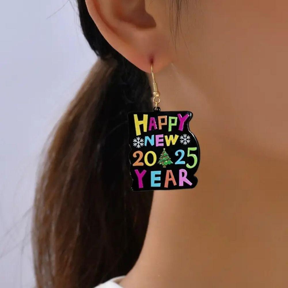 Snake Number 2025 Dangle Earrings 2025 Number Letter Number Figure Earring Fashion Jewelry
