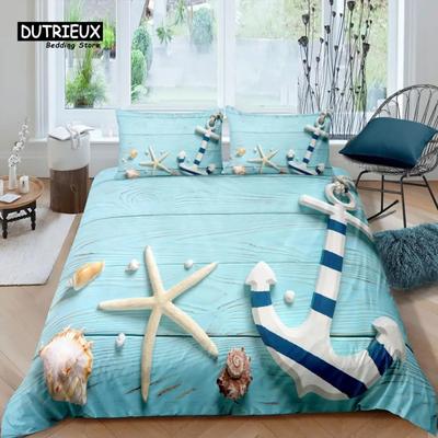 Home Living Luxury 3D Starfish Anchor Bedding Set Duvet Cover Pillowcase Kids Bedding Set Queen and King EUUSAUUK Size