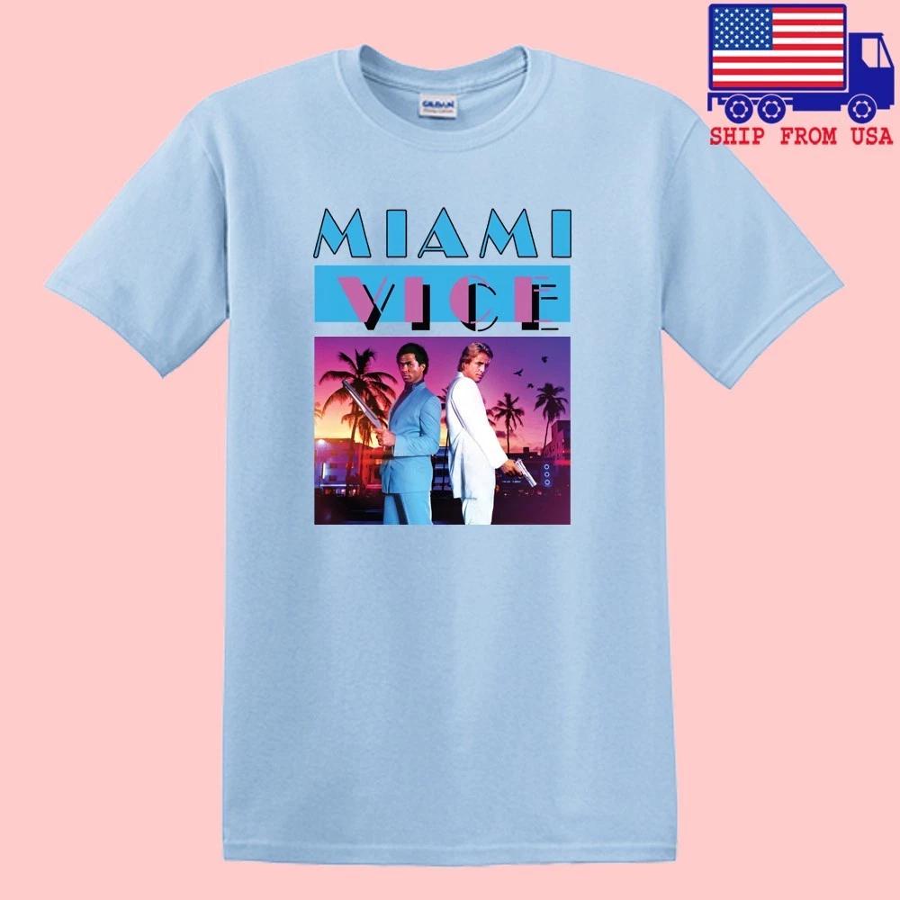 Miami Vice Don Johnson Cops Retro TV Series Men s Light Blue Size S-5XL L