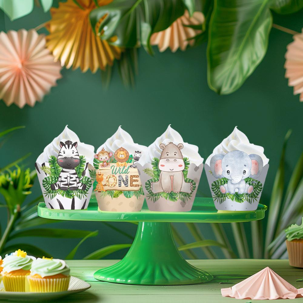 Theme Forest Animal Cartoon Lion Elephant Hedgehog Pattern Cake Edge Decoration