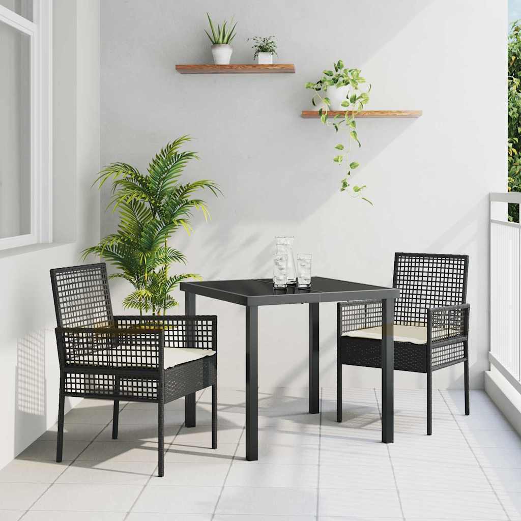 Garden Chair 2 Pcs Black 55 X 53 X 85 Cm Poly Rattan