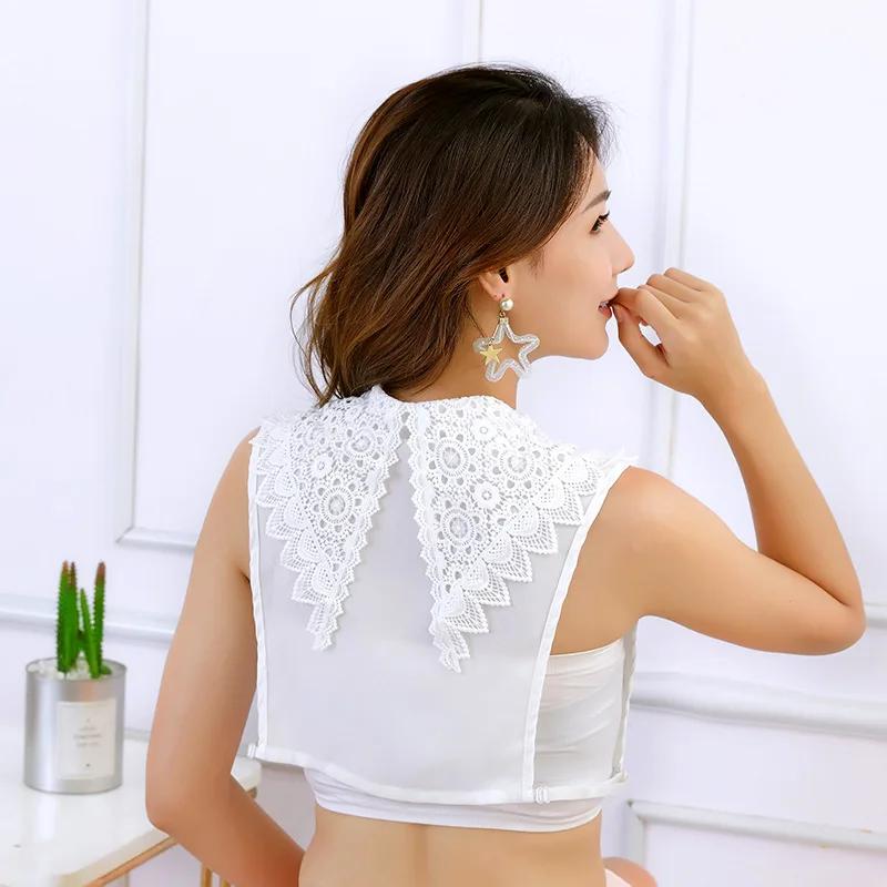 Women Lace White Fake Collar Detachable Doll Collar Women Vintage Lace Shirt Collar Blouse Top False Blouse Half Shirt