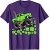 St Patricks Day Monster Truck Graphic Tee Shirt Green Clover Casual Short Sleeve Tops