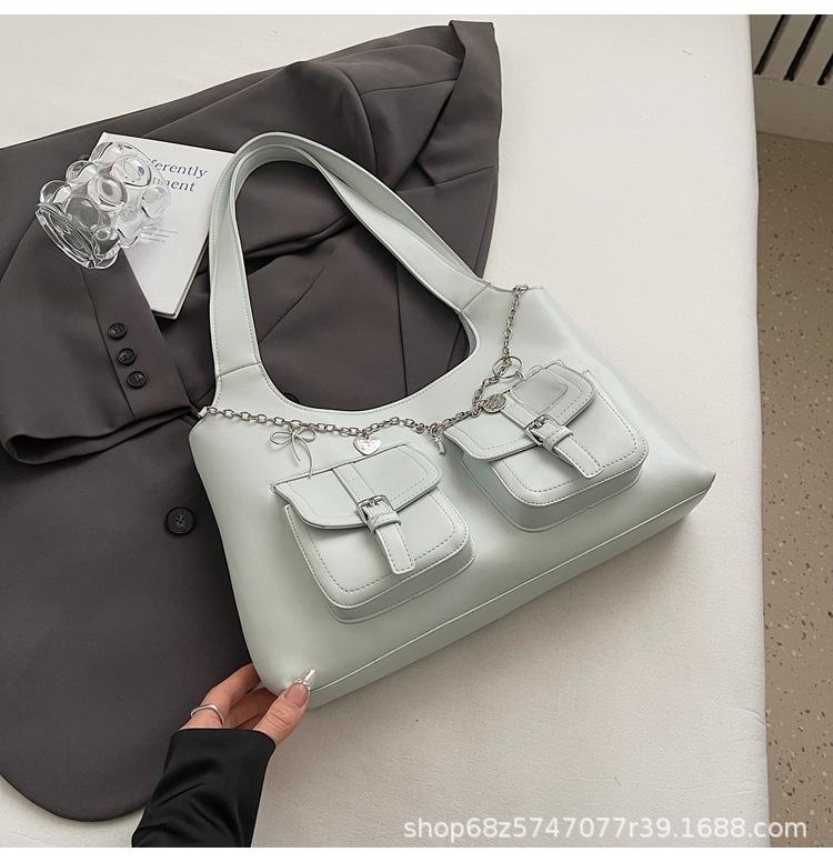 

2025 New Korean Niche Design Stylum Bag High-End Large Capacity Armpit Shoulder Bag Commuter Tote Bag синий