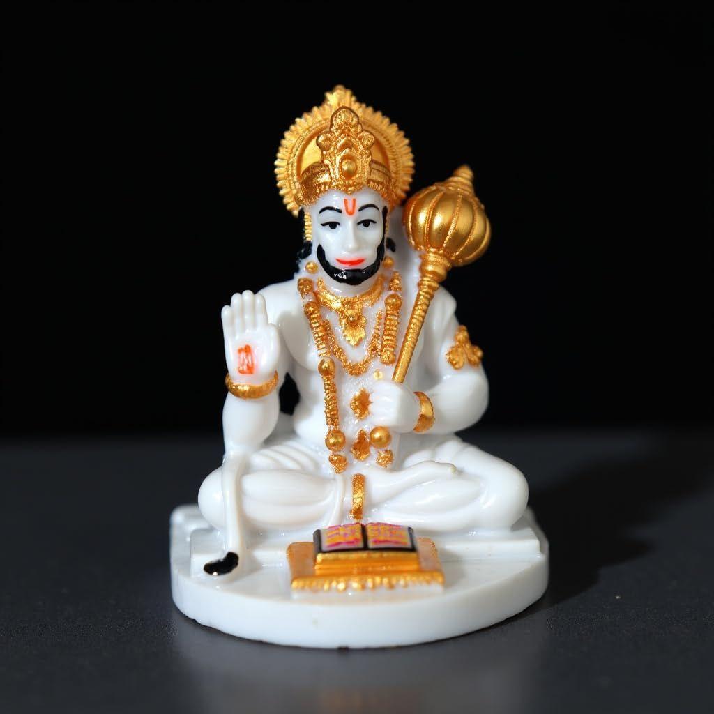 Hanuman Ji Murti for Car Dashboard, Hanuman Idol for Home Pooja with Hanuman Chalisa for Protection from Negative Energy, Good Luck and Success