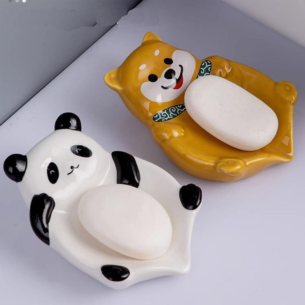 Home Ceramic Soap Dish Creative Cartoon Household Drain Soap Dish Bathroom Soap Storage Rack