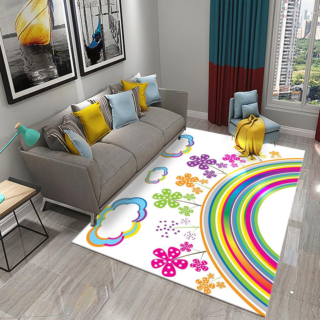 Bedroom Living Room Bathroom Rug Non-slip Home Decoration Cartoon Rainbow Flower Rug Game Room Children's Room Rug