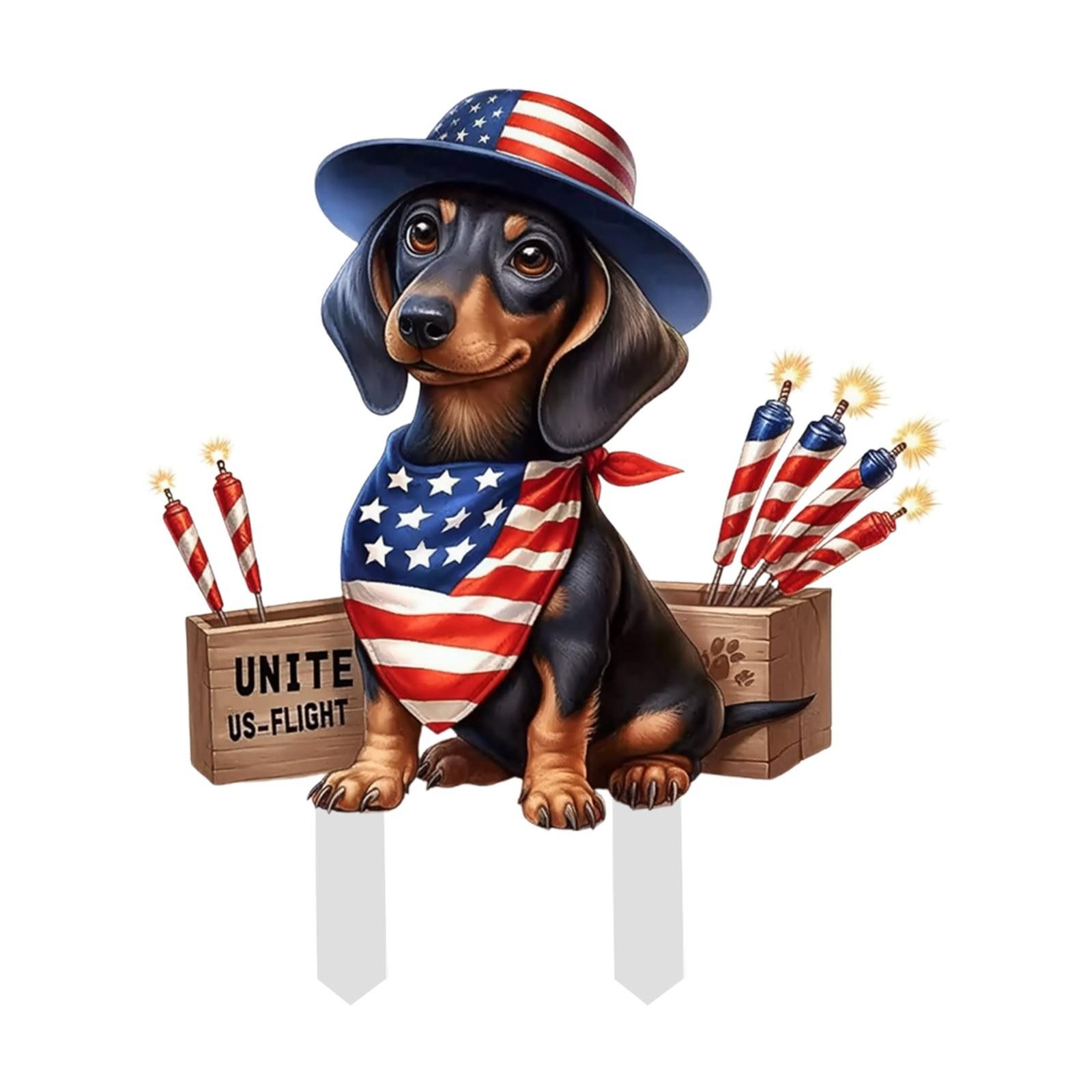 

Independence Day Creative Dachshund Ground Plug Courtyard Garden Layout Plug Decoration One Size