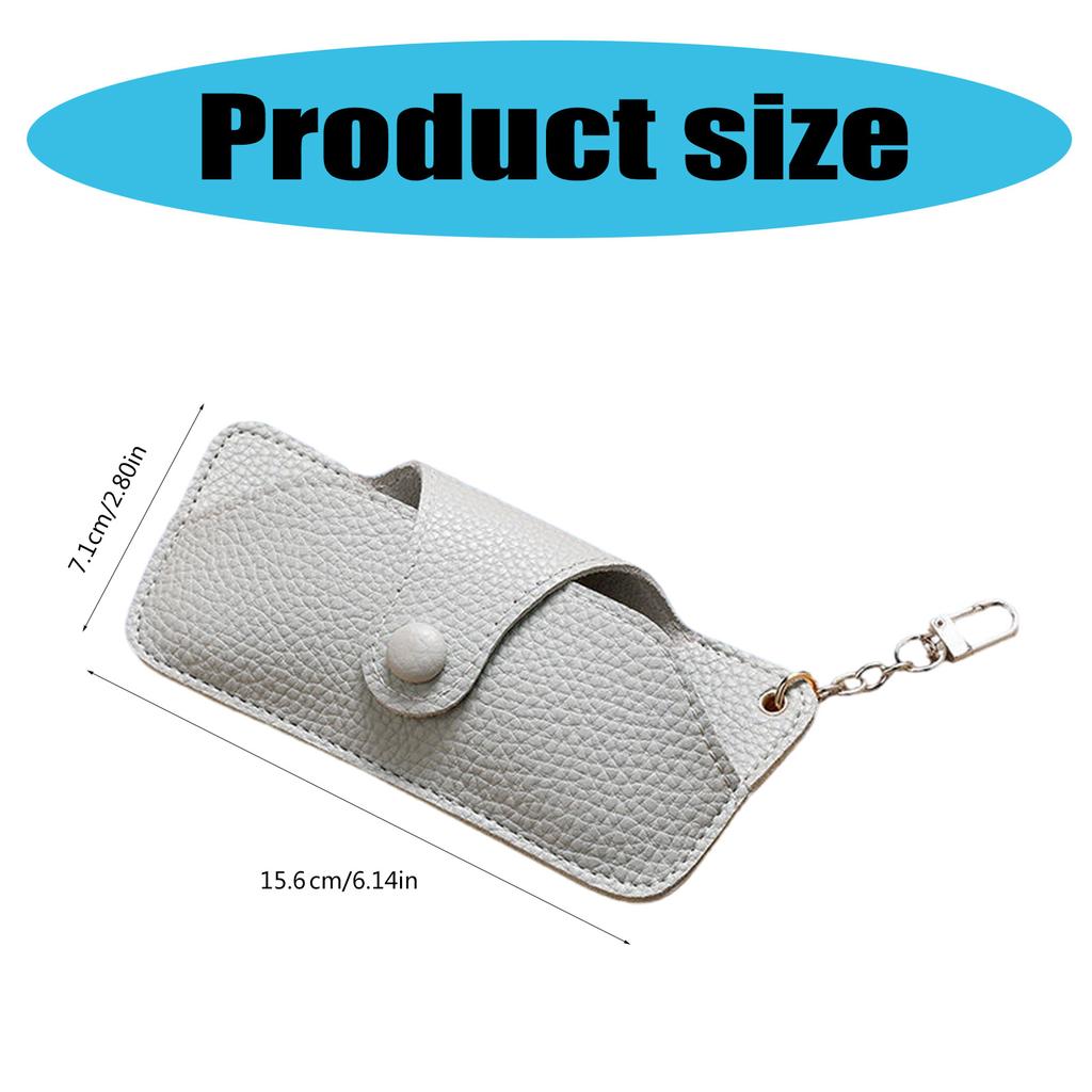 PU Leather Glasses Case Chain Pouch Reading Glasses Holder for Men and Women with Snap Closure Flocked Protective Liner