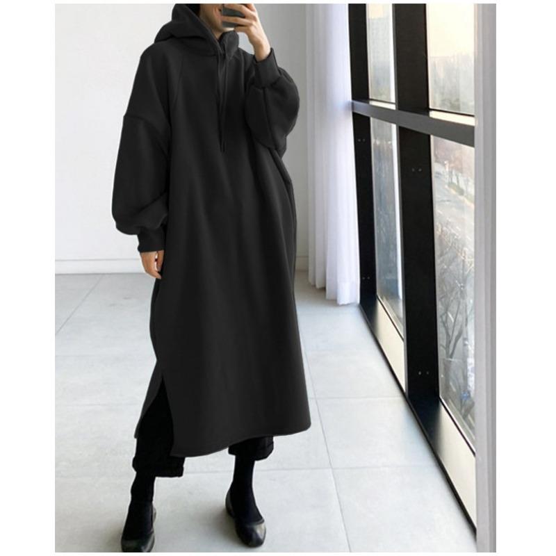 Осенне-зимний европейский и американский модный флисовый свитер средней длины XS чёрный 2149₽