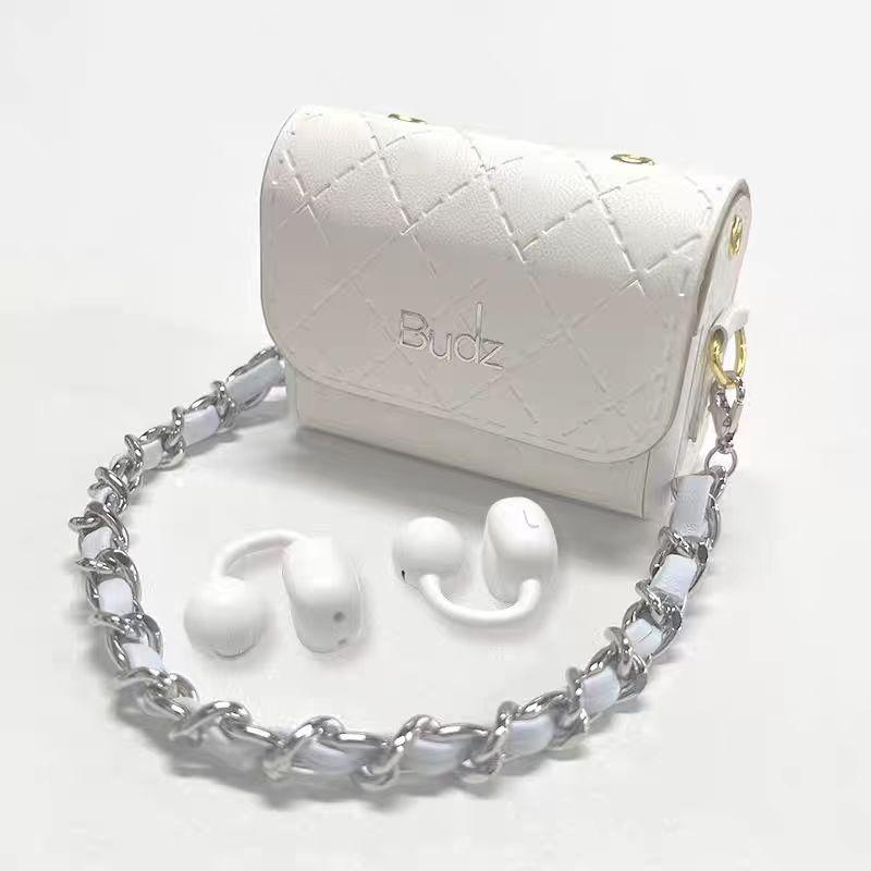 (Valentine's Day gift)Luxury Leather Bag Ear Clip Earbuds Bluetooth Headphone Surround Sound Earphone Wireless Headset In HD Mic