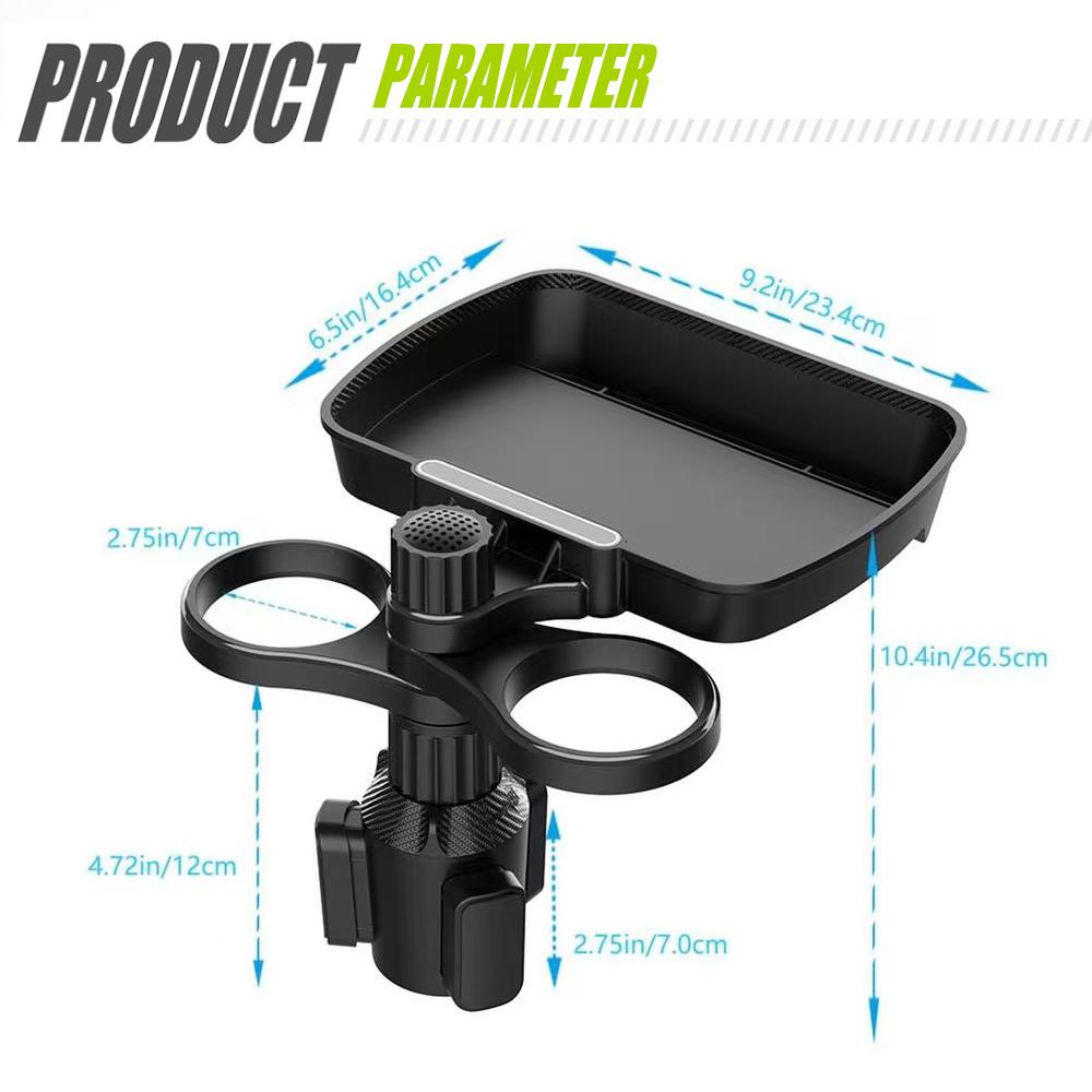 Multifunctional Car Cup Holder With Attachable Tray 360 Swivel Adjustable Car Food Eating Tray Table Auto Cup Holders Expander