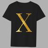 Fashion T-shirt Black Men's 26 English Letters Gold Printing Pattern Series Casual Round Neck Commuter Comfortable Top T-Shirts Men’s