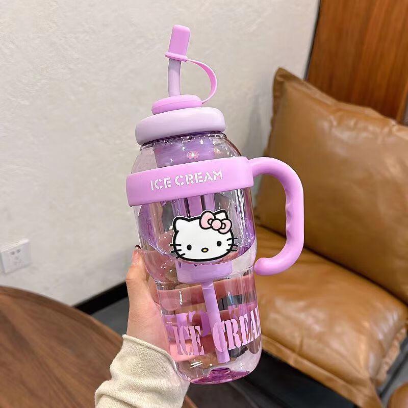 Hello Kitty 1300ml Large Plastic Straw Cup