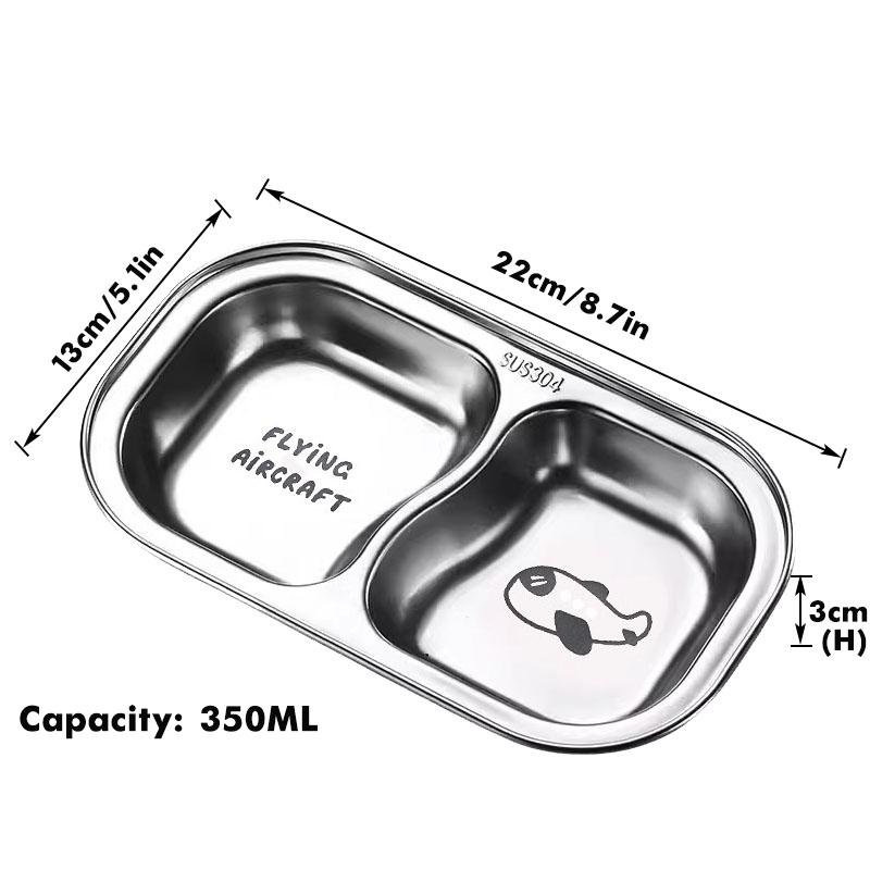 304 Stainless Steel Serving Plates, Food Portion Plates with Compartments, Dining Tray for Kids Adults