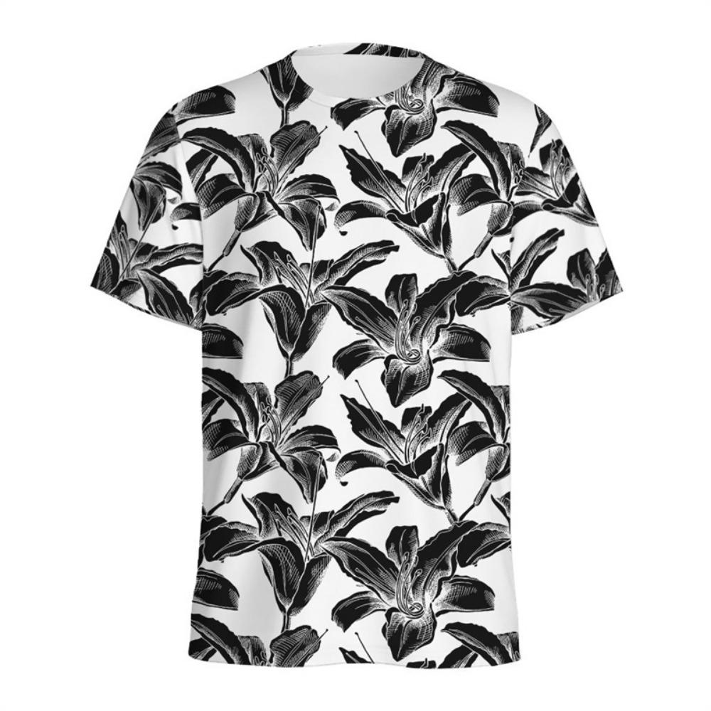 Lily Floral Graphic T Shirts 3D Printed Flower T-shirt For Men Summer Street Short Sleeve Tops Women Kids Round Neck Tee Shirt