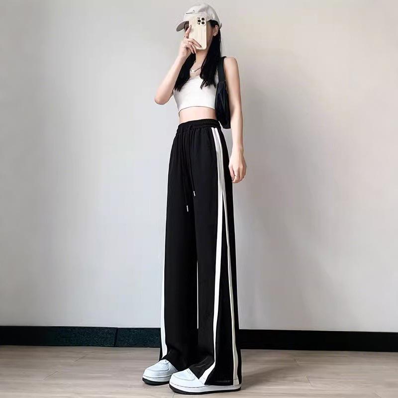 New Summer Thin Straight Loose Casual Sweatpants Small Narrow Vertical Wide-leg Pants