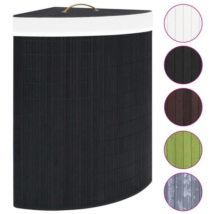 VidaXL Panier à linge d'angle Bambou Noir 60 L