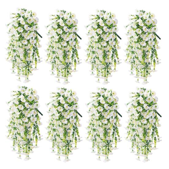 8Pcs Simulated Flowers 5 Forks 69 Purpose Outdoor UV Resistance Hanging Artificial Morning Glory Low Maintenance Plastic Flowers