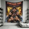 Chicago Fire Wall Tapestry Aesthetic Wall Hanging Printed Fabric Blanket Decorative Tapestries for Bedroom Living Room Home Decor