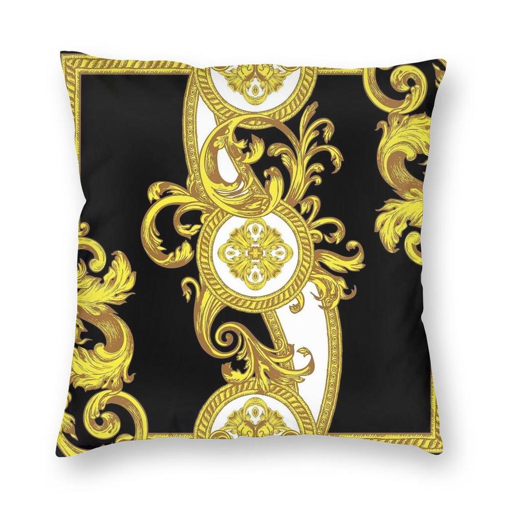 Golden Lion Damask Ornament Pillowcase Printing Cushion Cover Decorations Baroque Throw Pillow Case Cover Home Zippered 45*45cm