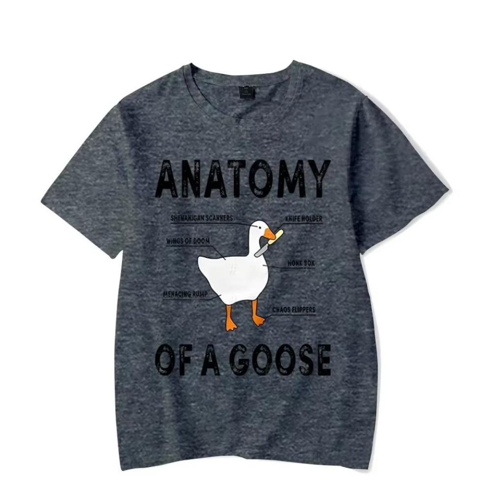 T Shirt for Men Antomy of Goose Print Men Tee Tops Clothes Duck Cartoon Oversized T Shirt Clothing Short Sleeve Tee Shirts Homme