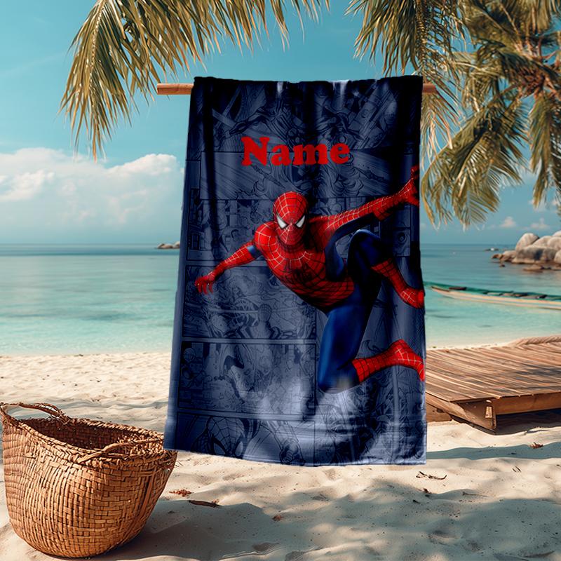 Custom Name Ultra-Soft Beach Towel with Spider Man Theme,Ideal for Pool - Camping, Diving - Perfect Travel Essential, Vibrant Beach Towel.