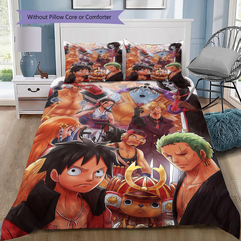 One Piece Pattern Bedding Quilt Set Quilt Cover Pillowcase Home Birthday Gift(1 * Duvet Cover + 2 * Pillowcase, Without Core)