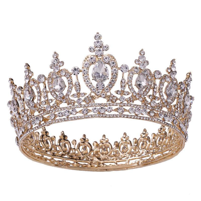 Metall Kreis Royal Königin König Kronen Braut Diadem Kopfschmuck Bankett Tiaras Prom Pageant Party Hochzeit Krone Haarschmuck