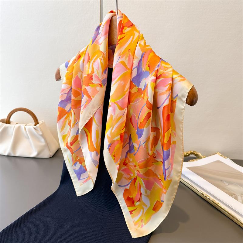 2026 New Spring Summer Women Scarf Silk Print Satin Scarves Shawl Headband Hijab Bandana Wrap Bufanda Fashion 70*70cm