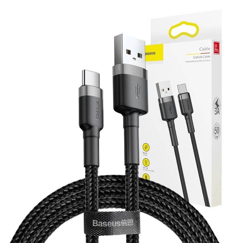 Kabel Usb Do Usb-C Baseus Cafule 3A 1M (Szaro-Czarny)